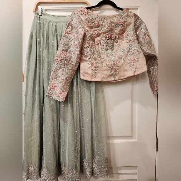 maria b Other - Maria B Sharara - 3pc - pink and turquoise - Pakistani desi lehnga